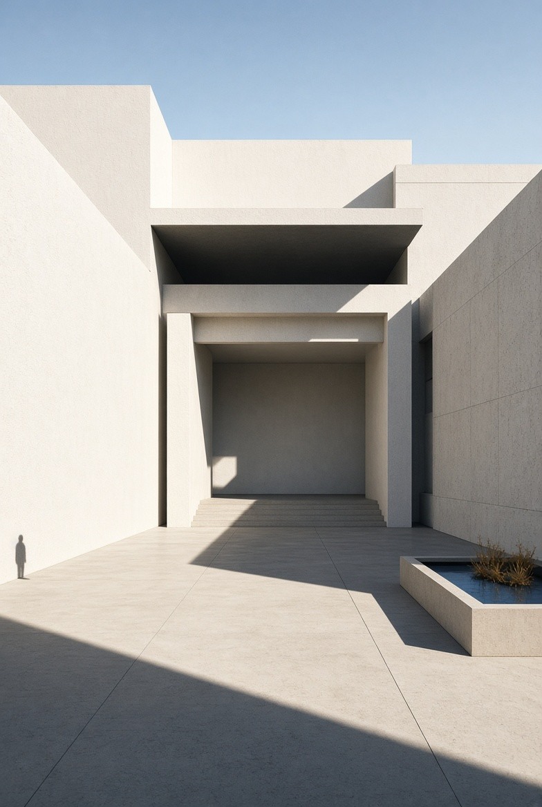 A broad threshold court with several open edges