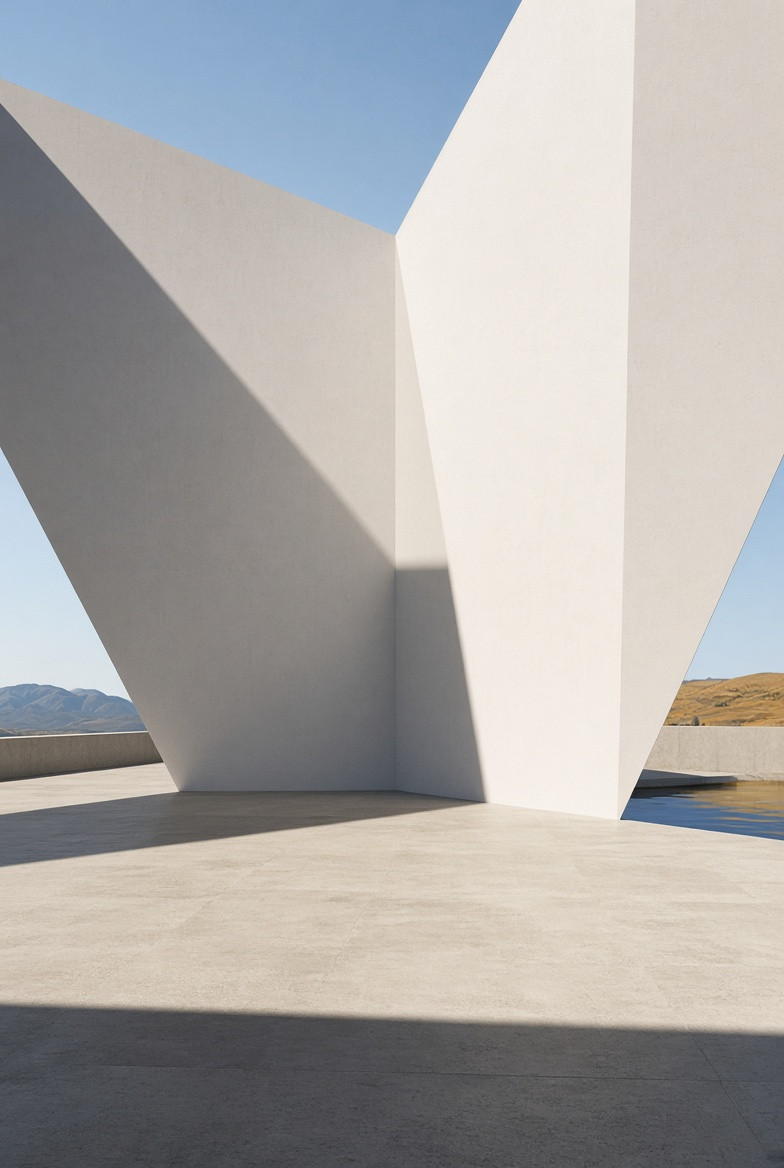 A clear meeting point formed by intersecting planes