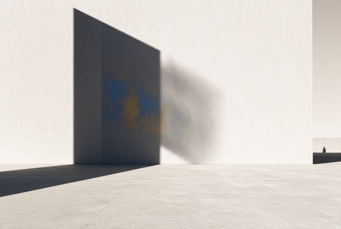 Crisp known shadow beside a soft unresolved field