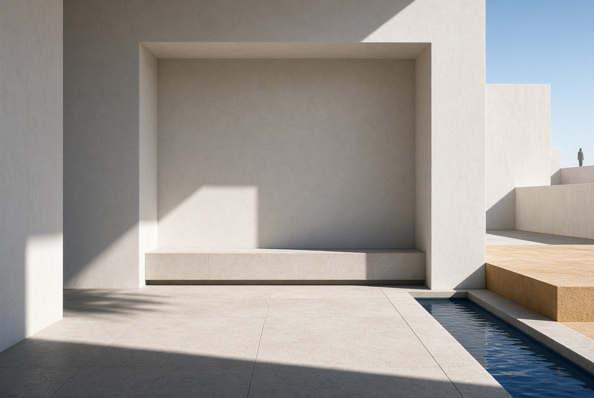 Clear architectural space where a notebook would otherwise appear