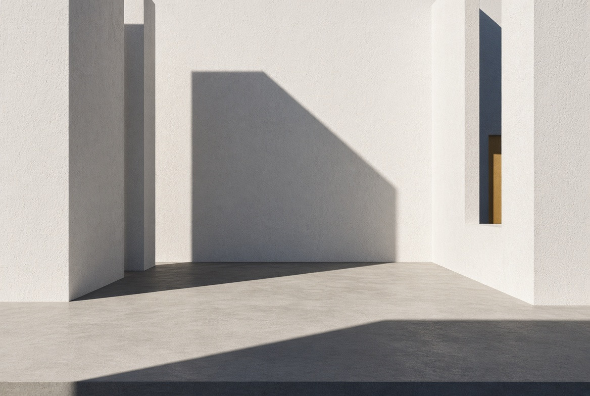 A closing contact court under a finite architectural shadow